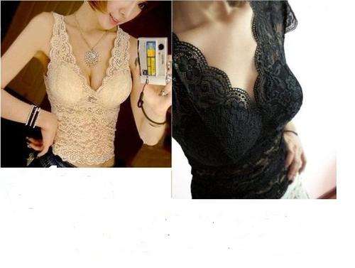 Sexy Full Lace Vest or Short Sleeves Top with Bra Pad (Available in Black, White and Cream)